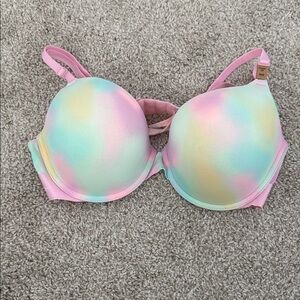 Victoria's Secret Pink Tie-Dye ombré ice cream pastel push up Bra 36D